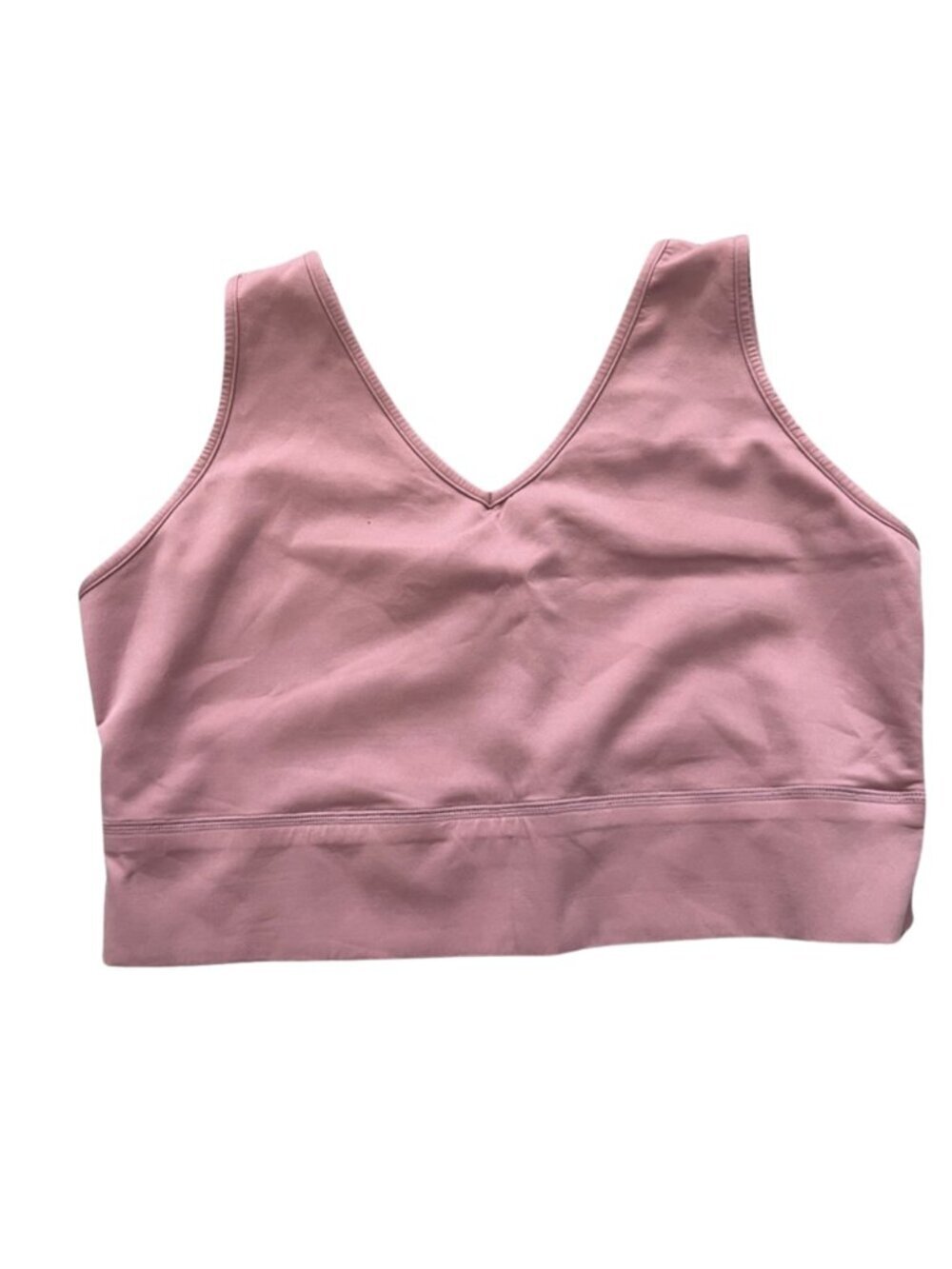 Artdear Dusty Rose V-Neck Sports Bra Top with Sheer Back - Size L